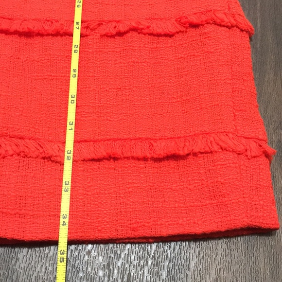 J.Crew Tweed Fringe Sleeveless Cotton Classic Sheath Dress Red Orange Size 4 - Picture 10 of 10